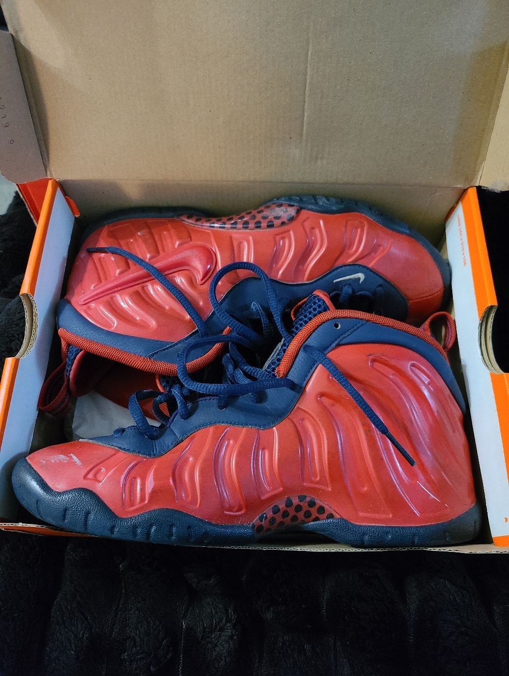 Nike Kids Red and Navy Foamposite-Style Sneakers